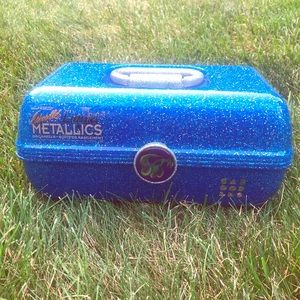 Vintage Caboodles Organizer liquid Metallics Blue